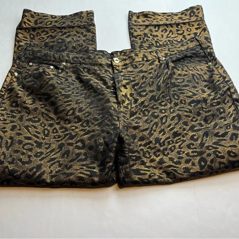 DG2 Women's Pants Black and Gold Shiny Size 24 WP Straight leg